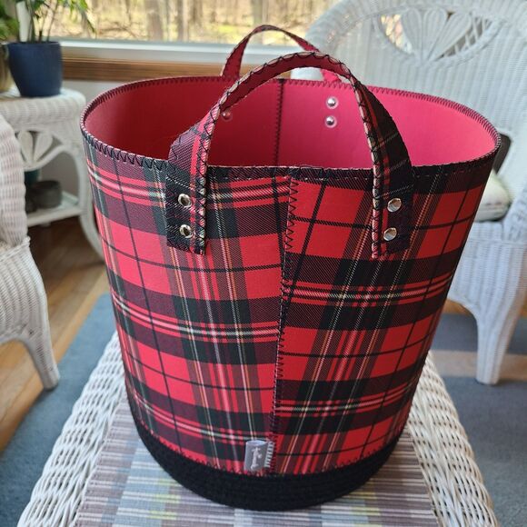 Hallmark Buffalo Plaid Tote Basket - Red and Black - 12.75" Tall - New With Tag - Picture 5 of 10